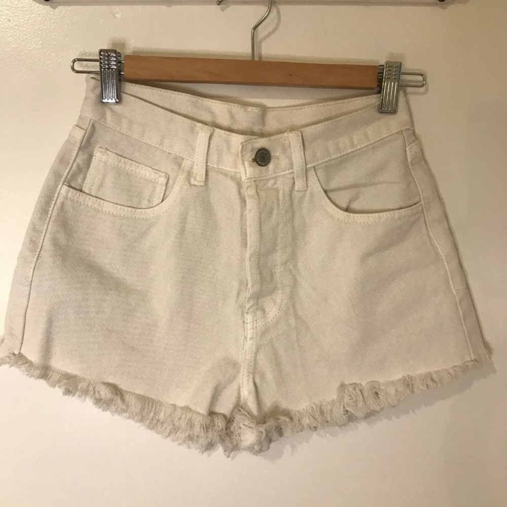 Brandy Melville cream denim shorts